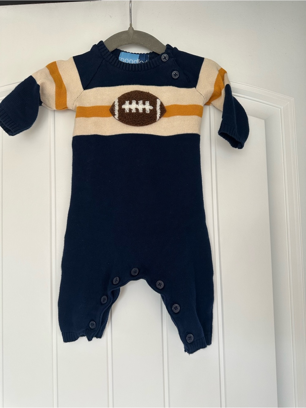 Good Lad Navy, Cream & Mustard Football Knit One-Piece